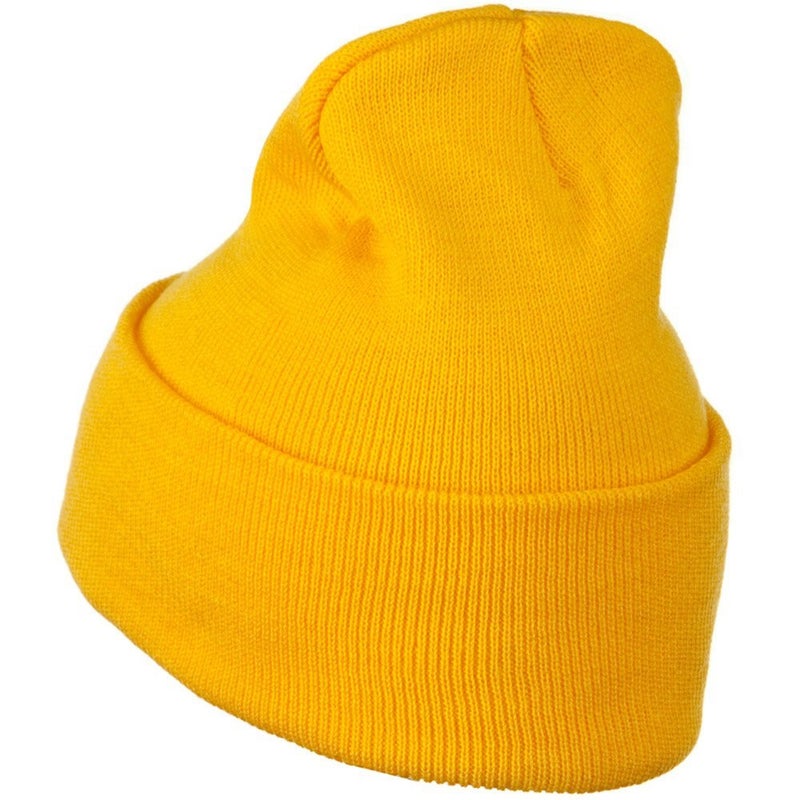 Mega Cap MG 12 Inch Long Knitted Beanie (Yellow OSFM) - Image 2